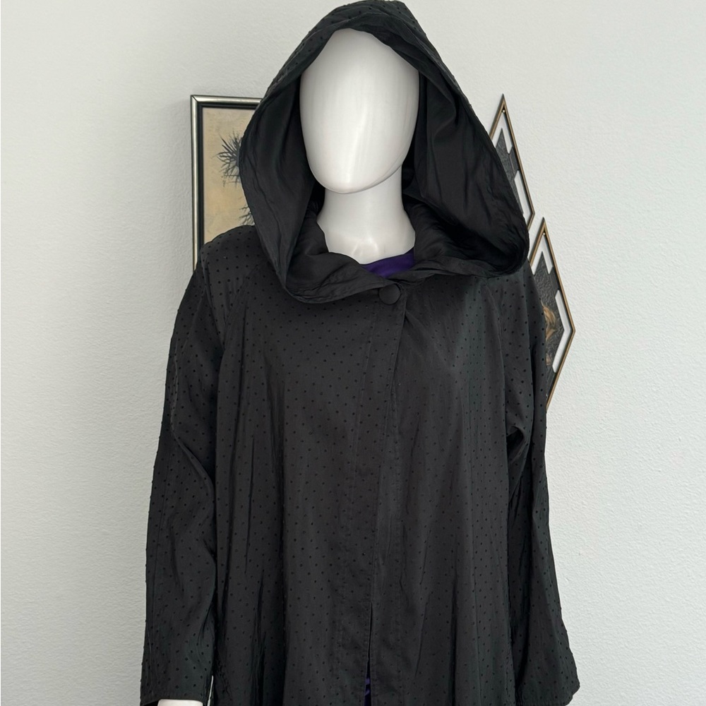 Reversible Black hooded Cape/ Rain